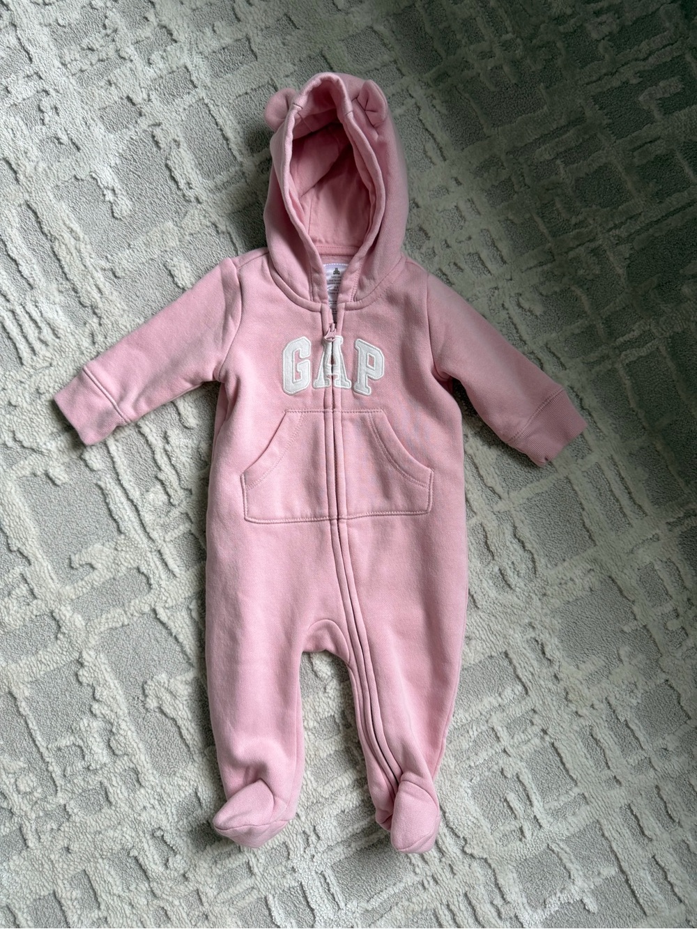 Baby GAP Pink Hooded Baby Footed One-Piece